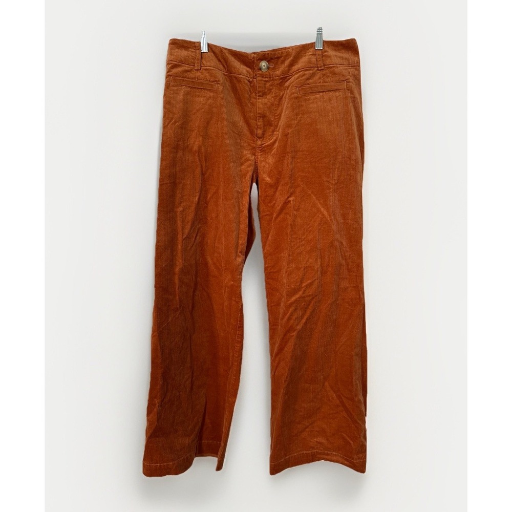 Anthropologie Colette Corduroy Crop Pants Wide Leg Trousers Bronze Size 16